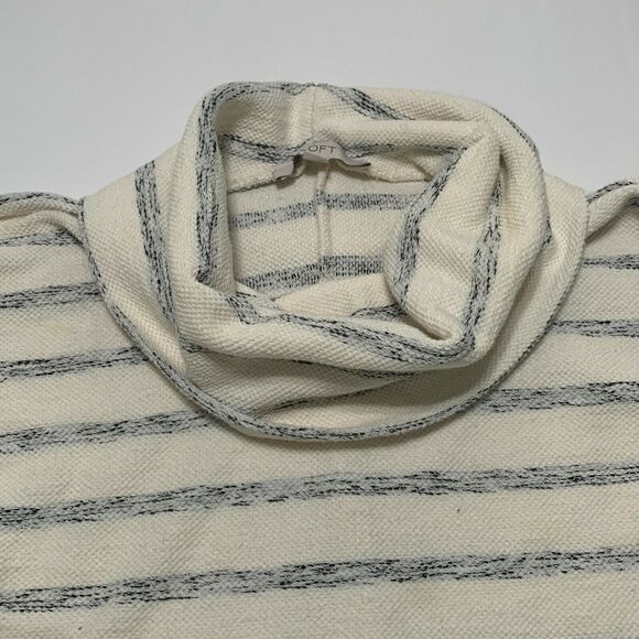 Loft Pullover Sweater Small Womens Ivory Black Striped Cowl neck Texture - Picture 10 of 11